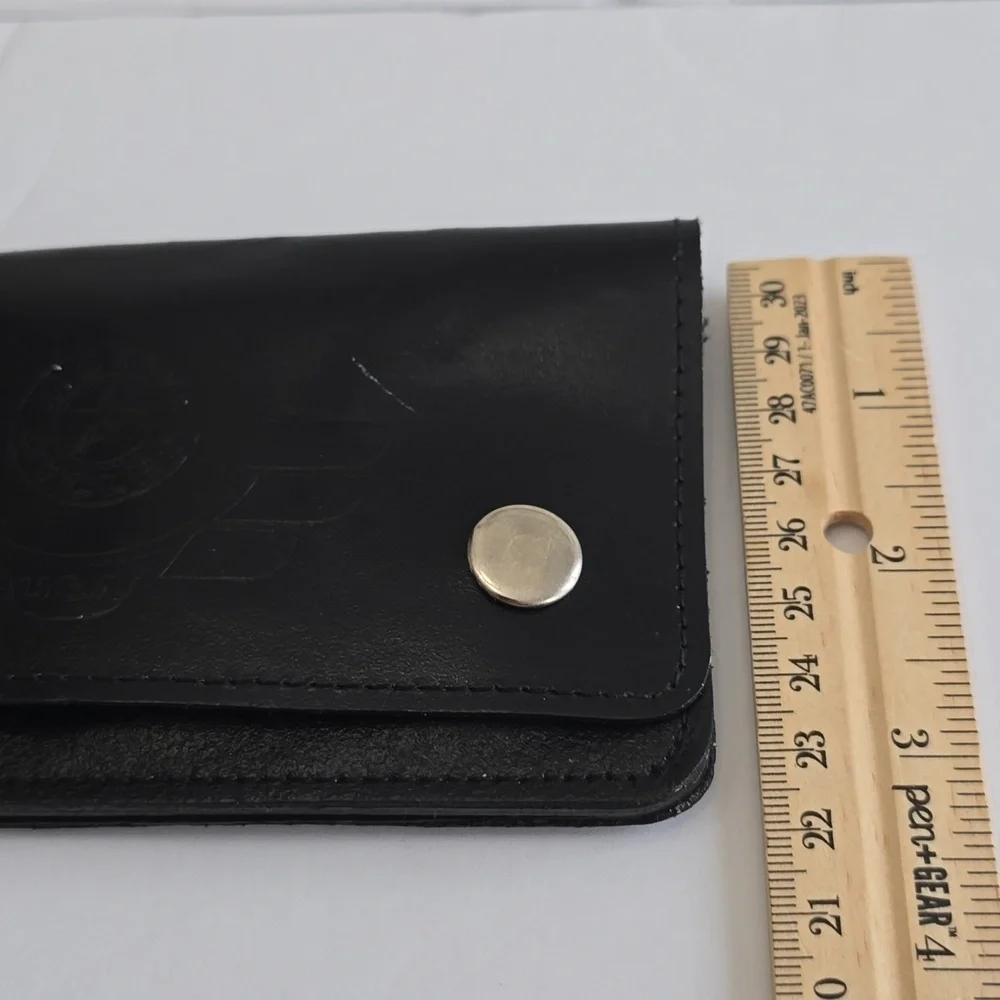Vintage Motorcyles USA Genuine Leather Biker Trucker Black Wallet